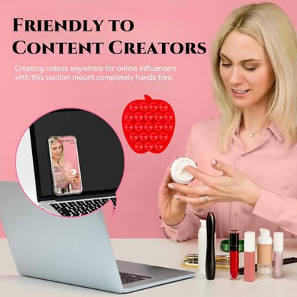 CIEO SuctionPhone Grip, Strong Silicone Suction,Strawberry Sticky Grip,Suitable for Selfies and Videos on Mirrors, Bathrooms and Smooth Surfaces, Compatible with iPhone (Apple Black) - color: Apple Black