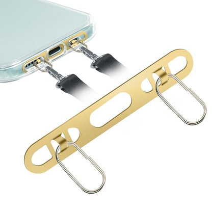 ZXZone Metal Phone Lanyard Attachment – 2-Way Double Buckle Hole Design, Stainless Steel Tether Tab for iPhone Cases, Universal Phone Strap Connector(Golden-TQ) - color: Golden-TQ