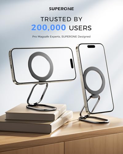 SUPERONE for MagSafe Kickstand, Durable Magnetic Ring Holder & Phone Grip - color: Black