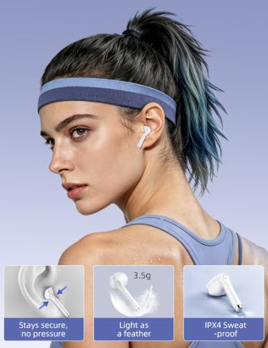 ACAGET Bluetooth Headphones True Wireless Earbuds for Laptop Smartphone TV - color: White