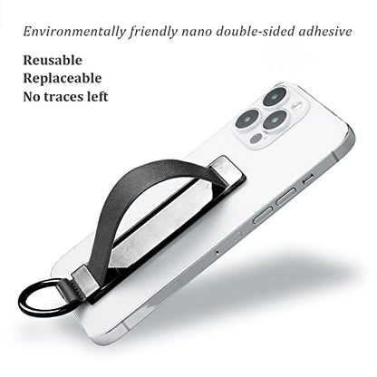 Phone Grip，Love Handle Phone Grip，Phone Grips for Back of Phone，Phone Finger Holder，Phone Accessories Grip，Phone Kickstand，Phone Loop Strap with Most Smartphones (Black) - color: Black