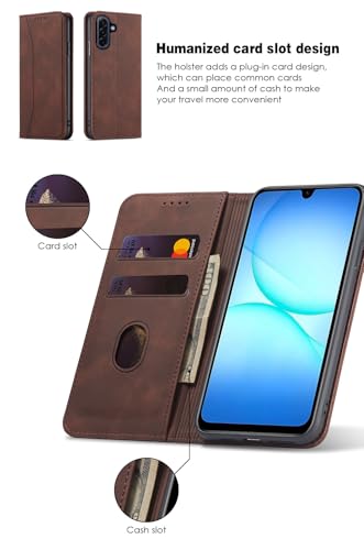 Asuwish Flip Wallet Phone Case for Samsung Galaxy A17 5G with Tempered Glass Screen Protector Magnetic Closure Folio Cover Credit Card Holder Slot Stand Cell Accessories A 17 17A 4G Women Men Coffee - color: Coffee