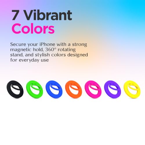 FELONY CASE - Neon Pink Ring Grip and Stand - Version 2.0 - Improved Stronger Magnet, Magnetic Phone Ring Holder for MagSafe Compatible iPhone 17,16, 15, 14, 13, 12, Pro Max, Air - Drop Protection - color: Neon Pink