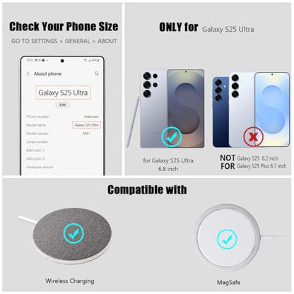 Nvollnoe for Samsung S25 Ultra Case Compatible with MagSafe Military Grade Shockproof Heavy Duty Protective Adjustable Kickstand Ultra Clear Magnetic Phone Case for Samsung S25 Ultra(Purple) - color: Clear-Purple