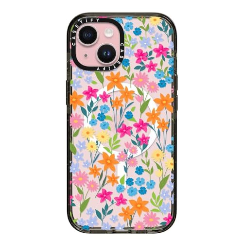 CASETiFY for iPhone 15 Case - Impact Compatible with MagSafe | 8.2 ft. 4x Military Grade Drop Protection | bright spring flowers - daisy floral pattern | Black - color: 05. bright spring flowers, size: Iphone 15 (6.1")