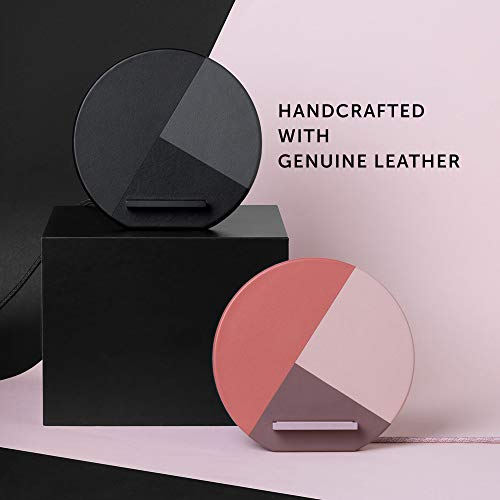 Native Union Dock Marquetry Wireless Charger–Genuine Italian Leather High Speed [Qi Certified] 10W Versatile Fast Wireless Charging Stand with iPhone 11/11Pro/11Pro Max(Rose) - color: Marquetry Rose