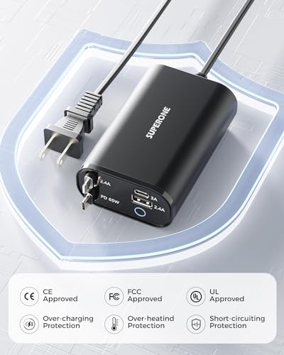 SUPERONE 4-in-1 Retractable Charging Station, 104W GaN Retractable Charger - color: Frosted Black