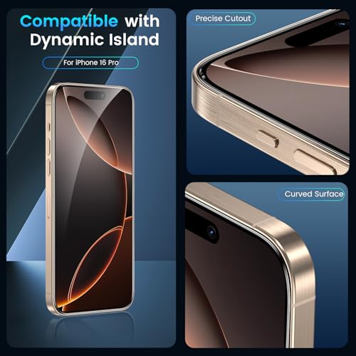 Fotbor for 3Pack iPhone 16 Pro Screen Protector with 3Pack Camera Lens Protector, 9H+ Tempered Glass Easy Installation Kit, Case Friendly iPhone 16 Pro - size: iPhone 16 Pro-6.3 inch