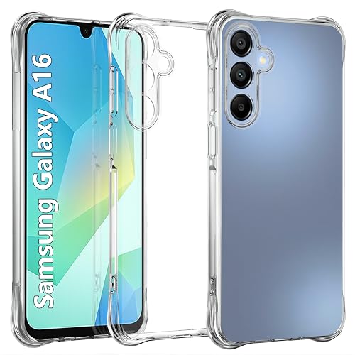 USTIYA Case for Samsung Galaxy A16 5G Clear TPU Four Corners Protective Cover Transparent Soft funda