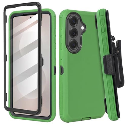 Compatible for Samsung S26 Rugged Case with Belt Clip Holster & Built-in Screen Protector, Heavy-Duty Full-Body Shockproof Cover, Military-Grade Protective Phone Case (Green) - color: Green