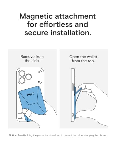 MOFT Magnetic Wallet Stand Compatible with iPhone 18/17/16/15/14/13 Series, Angle Adjustment Magsafe Compatible MOVAS Phone Stand - color: Faded Jeans, size: Standard