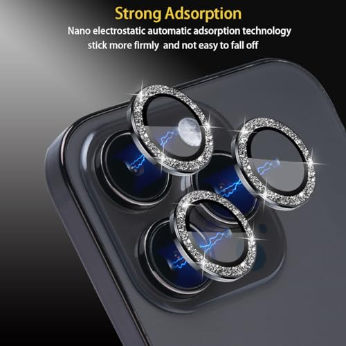 Camera Lens Protector for iPhone 14 Pro/14 Pro Max, Glitter Black - color: Glitter Black