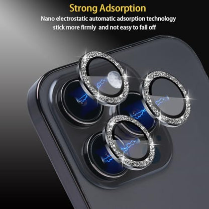 Camera Lens Protector for iPhone 14 Pro/14 Pro Max, Glitter Black - color: Glitter Black