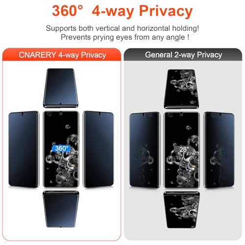 2 Pack 4 Way 360 ° Matte Privacy Screen Protector for Samsung Galaxy S20 Ultra 6.8 Inch [Not Glass], Anti-Scratch, Anti-Glare, Support Fingerprint Unlock - size: Samsung Galaxy S20 Ultra