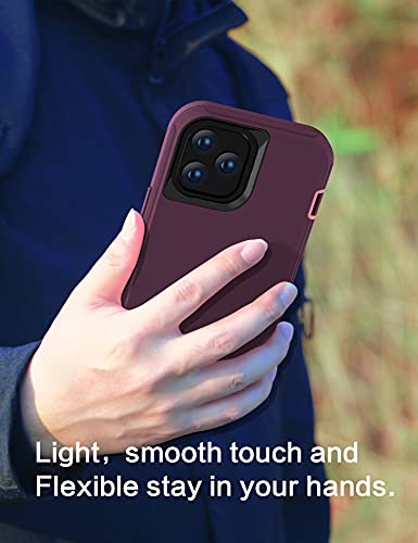 MXX Compatible with iPhone 13 pro Max Case, 3-Layer Super Protective Full Heavy Duty Body Tough Rugged Bumper Cover, Shock & Dust Proof, Designed for Apple 13 pro Max Phone Case 6.7" (Plum) - color: Plum/Light Pink, size: iPhone 13 Pro Max