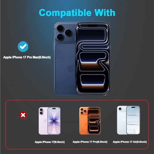 9H+ Tempered Glass for iPhone 17 Pro Max Screen Protector with Auto Dust Removal Installation Frame Military Grade Protection (Scratch, Shatter, Drop Resistance) Full Edge Coverage 6.9" 2025, 2 Pack - size: iPhone 17 Pro Max