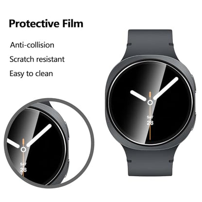 Anoowkoa 4 Pack Premium Screen Protector for Samsung Galaxy Watch 8 44mm Tempered Glass Film 9H Hardness,Ultra Resistant,Anti-Fingerprints,No Bubbles,HD-Clear,Easy Install - color: chanpin