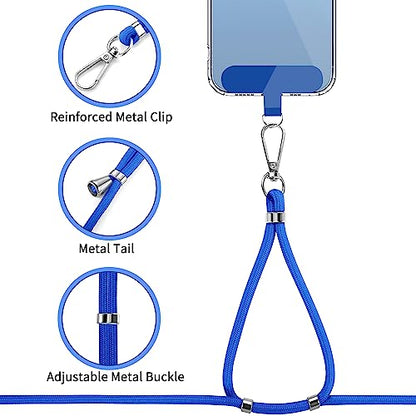 CACOE Phone Lanyard, Dark Blue, 2 Pcs - color: Dark Blue, size: 30"（Neck Strap×1）+8"（Wrist Strap×1）