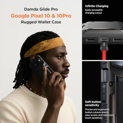 VRS DESIGN Damda Glide Pro for Pixel 10 / Pixel 10 Pro (2025) – Rugged Wallet Case with Sturdy Semi Auto Card Holder [4 Cards] Protective Phone Cover (Matte Black) - color: Matte Black, size: Pixel 10 / Pixel 10 Pro