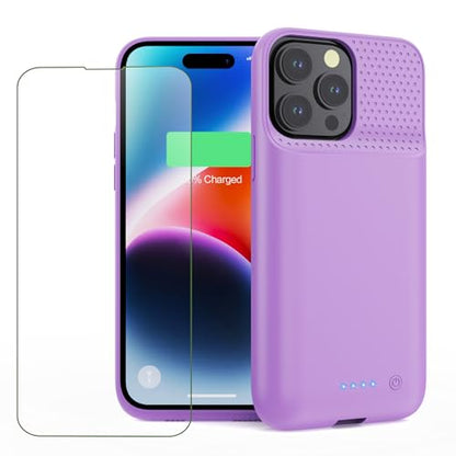 Feob Battery Case for iPhone 14 Pro Max,[2026 Upgraded] 8600mAh Ultra-Slim Portable Extended Charger Case Cover for iPhone 13 Pro Max Charging Case (6.7 Inch)-Purple - color: Purple