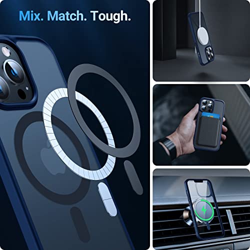 TORRAS Stronger Magnetic for iPhone 14 Pro Case, Translucent Navy Blue | 12 FT Military Grade Drop Tested, Compatible with MagSafe, Slim Protective Matte Silicone for iPhone 14 Pro Phone Case - color: Blue
