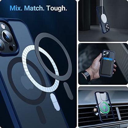 TORRAS Stronger Magnetic for iPhone 14 Pro Case, Translucent Navy Blue | 12 FT Military Grade Drop Tested, Compatible with MagSafe, Slim Protective Matte Silicone for iPhone 14 Pro Phone Case - color: Blue