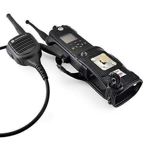 Turtleback Radio Holster for Motorola APX6000 – Durable Basket Weave Leather Radio Holster with Heavy-Duty Ratcheting 2.25" Belt Loop – All-Button Access – Fits Slim or Extended Battery - color: Black Basketweave APX6000 Belt Loop
