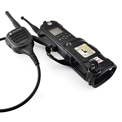 Turtleback Radio Holster for Motorola APX6000 – Durable Basket Weave Leather Radio Holster with Heavy-Duty Ratcheting 2.25" Belt Loop – All-Button Access – Fits Slim or Extended Battery - color: Black Basketweave APX6000 Belt Loop