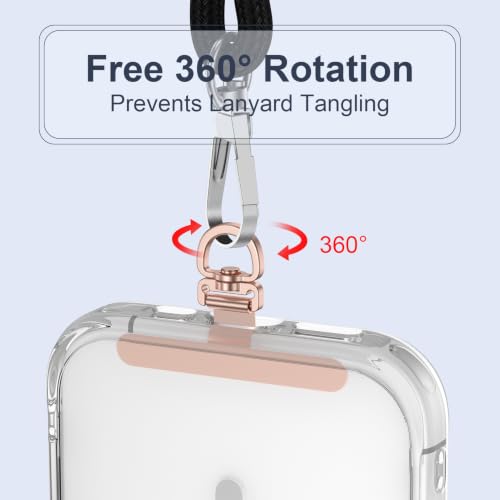 360° Rotatable Metal Phone Tether Tab 5-Pack - color: Rose Gold