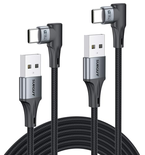 SUNGUY Right Angle USB A to USB C Cable 10FT 2Pack,90 Degree USB C to USB A - size: 10FT+10FT