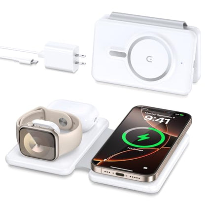 Charging Station for Apple Devices: Magnetic Wireless Charger for iPhone - color: White
