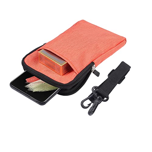 QBYVQQN Cell Phone Waist Belt Holster Mens, Waterproof Zipper Crossbody Smartphone Shoulder Messenger Bag Wallet Sling Bag - color: Orange, size: 7.2 INCH