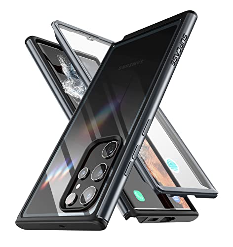 SUPCASE for Samsung Galaxy S22 Ultra Case (Unicorn Beetle Edge Pro), [Built-in Screen Protector] [Military-Grade Protection] Slim Frame Clear Protective Phone Case for S22 Ultra 5G 2022, Black - color: black