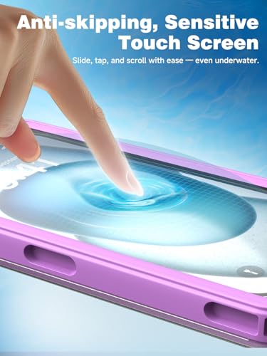 APRUT Waterproof Phone Pouch Case 7.5", 2025 Upgraded IPX8 Waterproof Phone Case for Snorkeling, Universal Fit for iPhone 16 Pro Max 15 14 13, Galaxy S25, Beach Vacation Essentials (Purple) - color: Purple