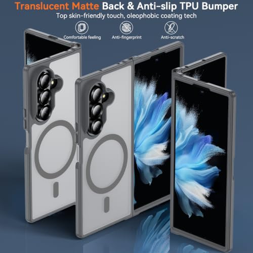Hensinple for Samsung Galaxy Z Fold 8 Ultra Case,Z Fold8 Ultra| Z Fold 7 Case [Compatible with MagSafe] Translucent Matte Military Grade Protection Shockproof Rugged Magnetic Phone Cover(Gray) - color: Z Fold 8 Ultra-Gray, size: Galaxy Z Fold 8 Ultra| Z F