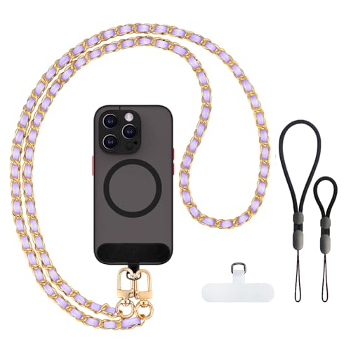 Phone Crossbody Chain, Universal Crossbody Patch Phone Lanyards, Multifuctional Compatible with Most Smartphones, Phone lanyard, Anti theft（purple-45in） - color: Purple-45in