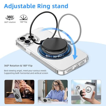 AUROX for MagSafe Phone Grip, Magnetic Phone Grips, Transparent Black - color: Transparent Black