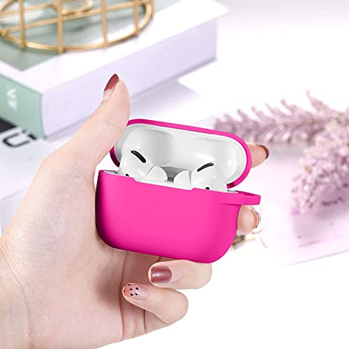 Lerobo for AirPod Pro Case, Soft Silicone Cover with Keychain, Rose Pink - color: Rose Pink