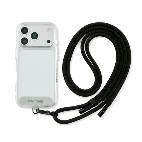 Universal 7mm Phone Lanyard for iPhone 16 Pro Max & Most Smartphones, Thick Rope Adjustable Anti-Theft Crossbody Cell Phone Strap with Non-Adhesive Tether Tab for Men & Women, Black/Matte Black - color: Black