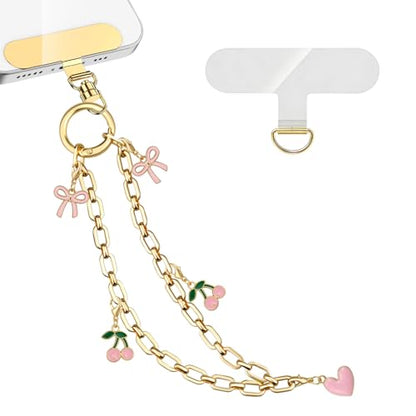 Phone Wrist Strap Phone Charm Strap Phone Chain Wristlet Removable Hanging Ornaments Tether Tab Adjustable length - color: Cherry Bow Love