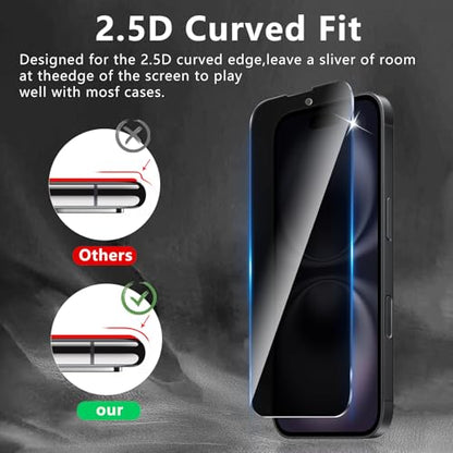 3+3 Pack Privacy Screen Protector Designed for iPhone 16 With 3 Pack Camera Lens Protector,Full Coverage Anti-Spy Tempered Glass Film,9H Hardness,Bubble Free,Easy to Install - color: iPhone 16 FK33