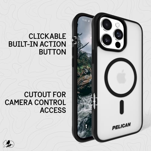 Pelican Ranger iPhone 16 Pro Max Case - MagSafe Phone Case - Frosted Clear | Rugged Magnetic Phone Case w/12ft Military-Grade Drop Protection - Anti-Scratch, Heavy Duty Phone Cover for iPhone 16 Pro Max - color: Frosted Clear