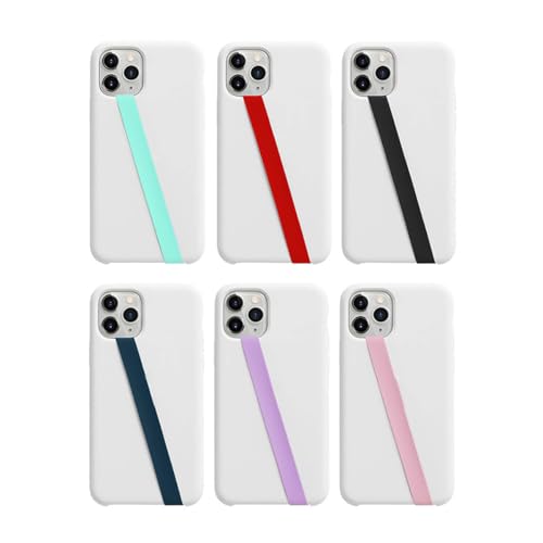 Stretchable Silicone Phone Grip - Elastic Finger Strap Holder for iPhone & Android - Anti-Slip Phone Loop with Wireless Charging Support - Black (Compatible with Most Smartphones)