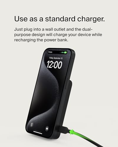 Belkin 5000mAh 15W Qi2 MagSafe Power Bank with Kickstand - color: Black, style: 5K mAh