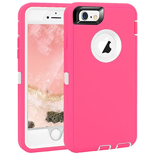 MAXCURY with iPhone 6 Case iPhone 6s Case Heavy Duty Shockproof Series Case for iPhone 6/6S (4.7")-V2 with Built-in Screen Protector Compatible with All US Carriers - Rose/White - color: Rose/White