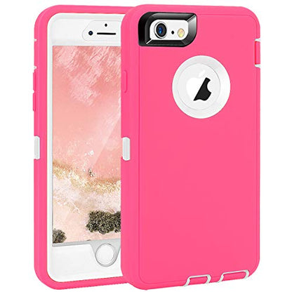 MAXCURY with iPhone 6 Case iPhone 6s Case Heavy Duty Shockproof Series Case for iPhone 6/6S (4.7")-V2 with Built-in Screen Protector Compatible with All US Carriers - Rose/White - color: Rose/White