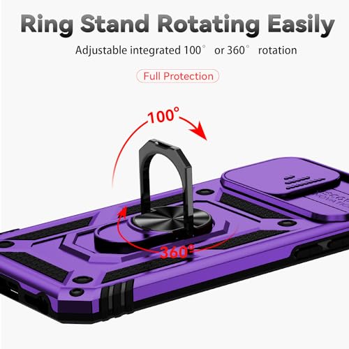 SunStory Compatible with iPhone SE 2022/2020/3rd/2rd / 6/7/8 Case with HD Screen Protector & Slide Camera Cover & Kickstand, [Military-Grade] Phone Case for iPhone SE 2020/2022/6/7/8 (Purple) - color: Purple