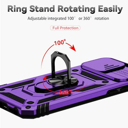 SunStory Compatible with iPhone SE 2022/2020/3rd/2rd / 6/7/8 Case with HD Screen Protector & Slide Camera Cover & Kickstand, [Military-Grade] Phone Case for iPhone SE 2020/2022/6/7/8 (Purple) - color: Purple