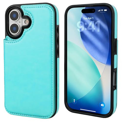 ONETOP for iPhone 17 Wallet Case with Credit Card Holder,LightBlue | Kickstand,ID/Cash Holder,Case Wallet with Card Slots,Double Magnetic Clasp,Durable PU Leather Shockproof Cover for Women Men - color: Light Blue