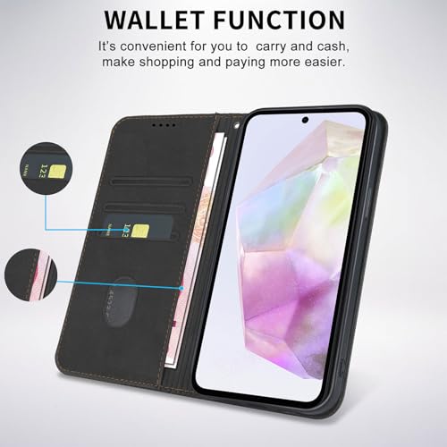 Wallet Case for Samsung Galaxy A36 5G 2025 6.7 inch - PU Leather Flip Cover with Card Holder Slots, Strong Magnetic Folio Kickstand Phone Case, Black - color: Black, size: Samsung Galaxy A36 6.7"